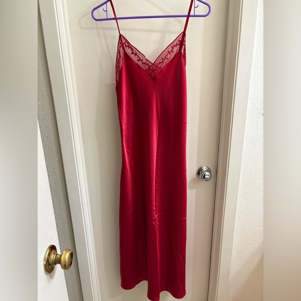 Halston 90s Vintage Red Nightgown Lingerie